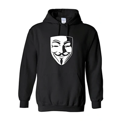 Image of V For Vendetta Anonymous Mask Guy Fawkes Inspired Revolution Unisex Hoodie Black