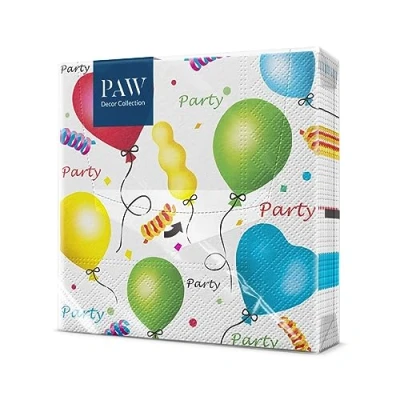 Image of PAW Napkins 3 Ply (33 x 33 cm) I 20 Pieces Perfect for Birthdays, Parties, Weddings, Communion and Celebrations Paper Colorful Balloons, Heart Party
