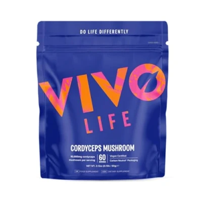 Image of Vivo Life Cordyceps Mushroom Extract Powder (10:1 Extract) High Potency, Fermented for Easier Absorption, Natural Performance Booster, Vegan (60g, 60 Servings)