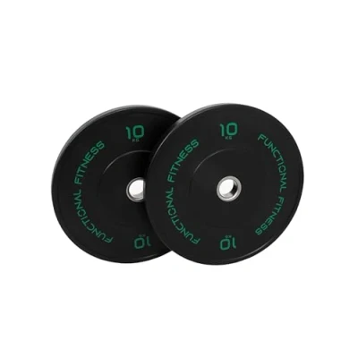 Image of FunctionalFitness Olympic Rubber Bumper Plates Coated Barbell Weight for Strength Training and Weightlifting Range from 5kg 25kg (2 x 10kg)