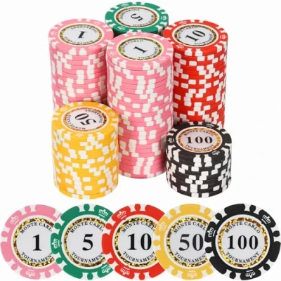 Image of Luobao 14 Gram Clay Premium Poker Numbered Chips for Texas Holdem, Blackjack