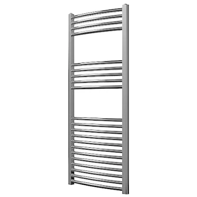 Image of Greened House Chrome Curved Heated Towel Rail 500mm Wide x 1200mm High Central Heating Radiator
