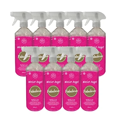 Image of Fabulosa Multi Purpose Antibacterial Spotless Kitchen Cleaner Disinfectant Trigger Spray with Lasting Fragrance, 9 Pack, 500ml, Winter Angel (Packaging may vary)