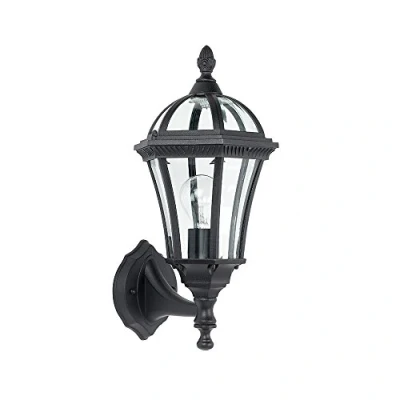 Image of Drayton 1 Light Outdoor Wall Lantern Clear Glass, Black Paint IP44, E27