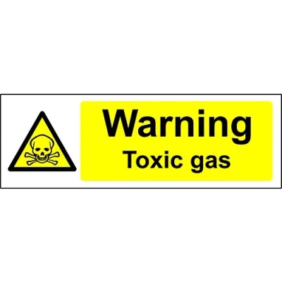 Image of Warning toxic gas Safety sign Self adhesive sticker 150mm x 50mm