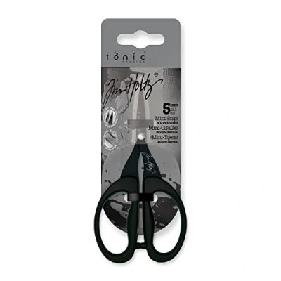 Image of Tonic Studios Tim Holtz Non Stick Micro Serrated Mini Snips, Multi Colour, 8 x 18.38 2.79 cm