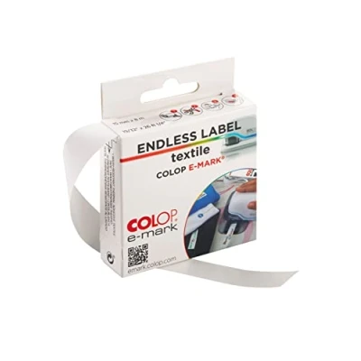 Image of COLOP e mark textile labels 155392 14mm x 8 metres Washable for fabrics