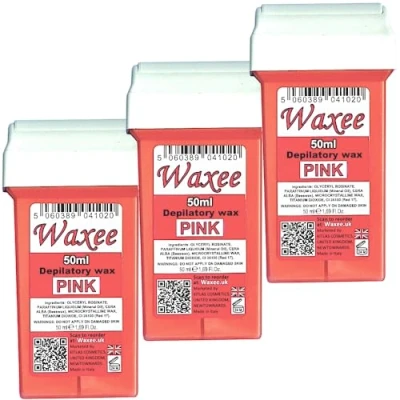 Image of Waxee Compatible for Veet EasyWax 50ml roll on wax Replacement Roller Cartridge Pink (3 x cartridge)