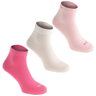 Image of PUMA Mens Quarter Socks 3 Pack Pink 6 8