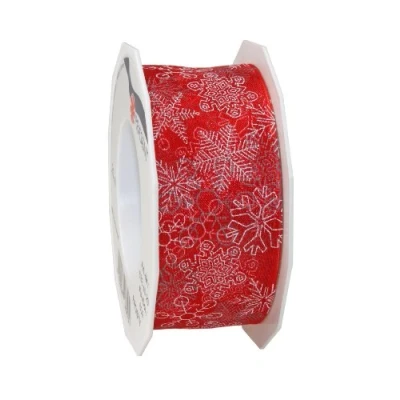 Image of C.E. Pattberg Präsent Frosty Wired Ribbon red 40 mm width, 20 m length