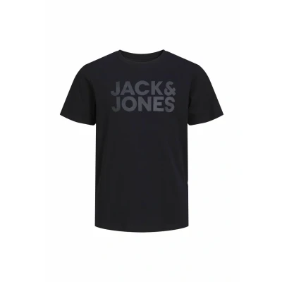 Image of Jack &amp; Jones Junior Jjecorp LOGO TEE Oneck Print Tshirt Black for kids, Size: 10y,