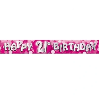 Image of amscan International Pink Sparkle Party Banner Happy 21st Birthday