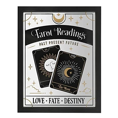 Image of Enchanting Multicolor Tarot Readings Mirrored Wall Hanging 45cm x 34cm (1 Pc.) Glass &amp; MDF Material, Mesmerizing Design Mystical Home Ambiance Perfect for Office