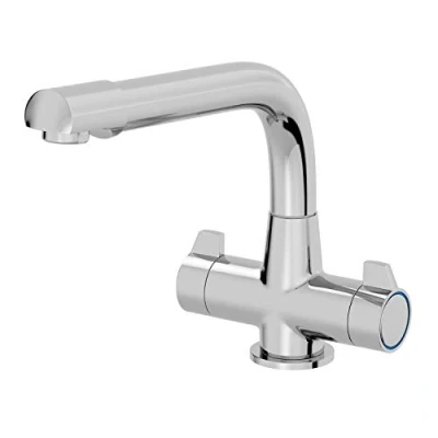 Image of Modern Mono Kitchen Sink Mixer Tap Swivel Spout Chrome Twin Handle Control