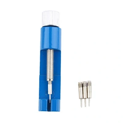 Image of AUNMAS Watch Band Pins Remover, Metal Blue Adjustable Tool 2.6 * 0.6in Bracelet Link Pin Remover with 3 Extra