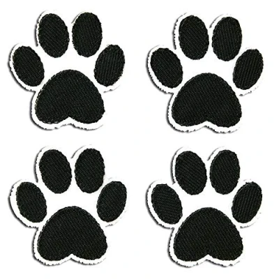 Image of Set Dog paw Iron on Patches Adhesive Emblem Stickers Appliques, Size: 1.42 x inches