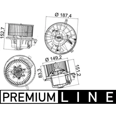 Image of 1K1819015, 1K1819015C, 1K1819015D, 1K1819015E, 1K1819015F Blower Motor MAHLE ORIGINAL AB 149 000P VOLKSWAGEN: Golf 6, Sharan II, 5