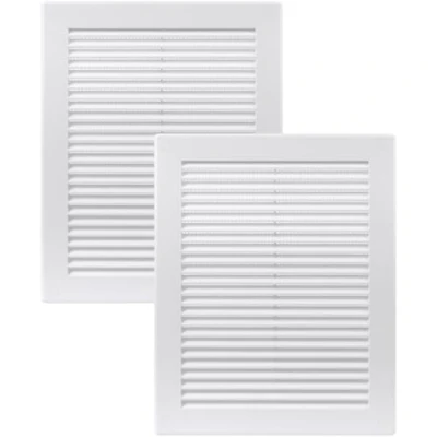 Image of Vent Systems 200 x 250 mm / 8&quot; 10&quot; Inch White Soffit Cover Pack of 2 Flat Rectangular Air Louver Grille Built in Insect Screen HVAC Vents for Bathroom, Home Office, Kitchen