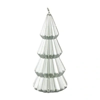 Image of Metallic Silver Christmas Tree Candle 17cm