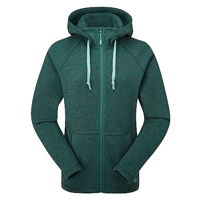 Image of Rab Women’s Serren Hoody Midweight Full Zip Fleece for Trekking, Climbing, &amp; Casual Use Green Slate 08