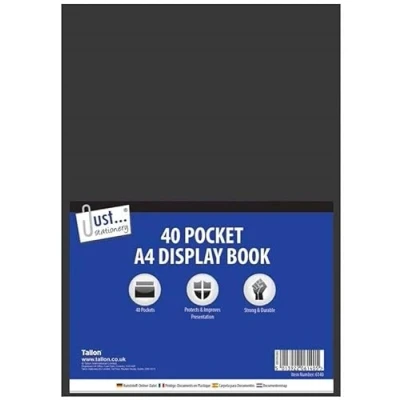 Image of A4 DISPLAY BOOK 40 POCKETS/80 SIDES DOCUMENTS FOLDER PRESENTATION FILE PORTFOLIO (Black)