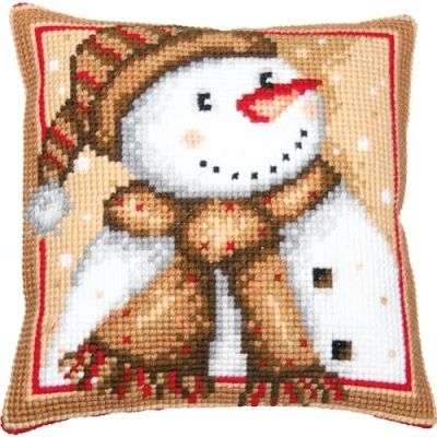 Image of Vervaco Bonhomme de Neige Croix Coussin au Point kit
