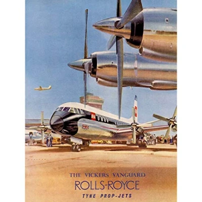 Image of Wee Blue Coo Advert Transport Plane Vintage Vickers Vanguard Jets 30X40 Cms Fine Art Print Poster Bb7151