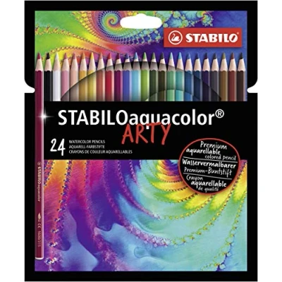Image of STABILO Aquarellable Colouring Pencil aquacolor ARTY Pack of 24 Assorted Colours
