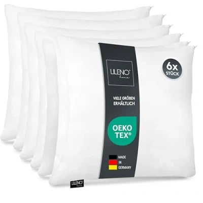 Image of LILENO HOME Microfibre Cushion 45 x cm [Set of 6] Washable up to 95 Degrees with Zip Pillow as Filling for Bed or Decorative Sofa &amp;