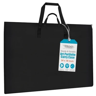 Image of ZKOO Large Size Art Portfolio Tote with Nylon Shoulder, Poster Board Storage Bag, 24&quot;X 36&quot; Student Work Case