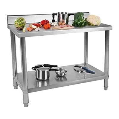 Image of Royal Catering RCAT 100/70 N Stainless Steel Table Kitchen Worktable (100 x 70 cm, Upstand)