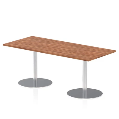 Image of Italia 1800 x 800mm Poseur Rectangular Table Walnut Top 725mm High Leg