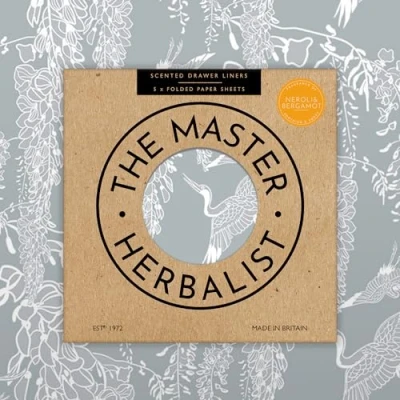 Image of the Master Herbalist Fragrant NEROLI &amp; BERGAMOT Scented Drawer Liners in a CLASSICAL HERON Design (FOLDED) Pack of 5 Sheets Contains Essential Oils Made UK