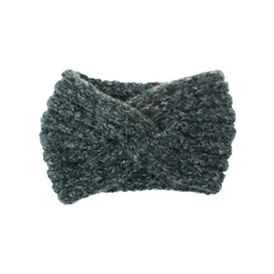 Image of Crochet Turban Headband Woolen Yarn Knitted Headwrap Soft Cross Hair Band Ear Warmer Protector For Women Lady Girls (Green)