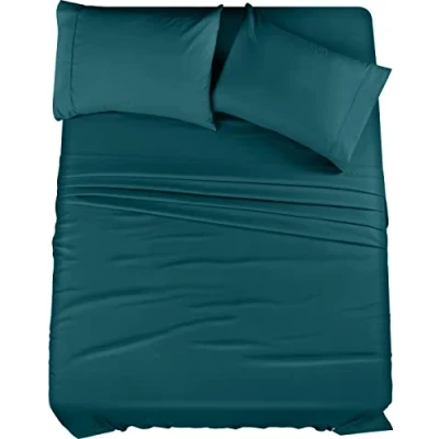 Image of Utopia Bedding Queen Bed Sheets Set 4 Piece Brushed Microfiber Shrinkage and Fade Resistant Easy Care (Queen, Teal)