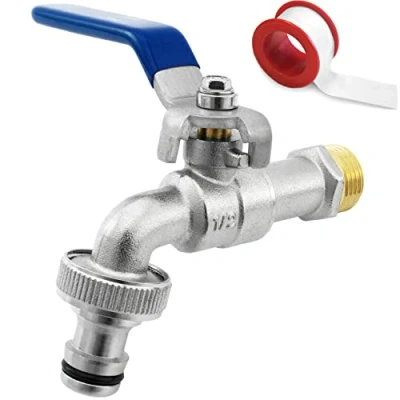 Image of SHYNE Premium 1/2&#039;&#039; Inch Brass Water Tap Rust and Frost Resistant + 1x Hose Connector E Book for Garden, Washing Machine, Rain Barrel (2 Pieces)