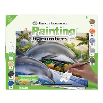 Image of Royal and Langnickel Junior Large Paint by Number Kit 15.25 inch x 11.25 Dolphin Island