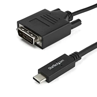Image of StarTech.com 3.3 ft / 1 m USB C to DVI Cable Type Video Adapter 1920 x 1200 Black (CDP2DVIMM1MB)