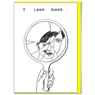 Image of Brainbox Candy Official David Shrigley Funny Birthday Cards Humorous Happy ‘Broken Mirror’ Perfect For Best Friends Mates Him Sold Exclusively