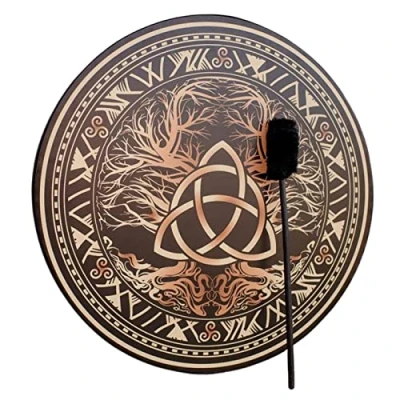 Image of HINAA Shaman Drum Handmade Shamanic Drum, Sacred Celtic With Drumstick, Symbol Of The Siberian Spirit Music, Sound Healing Tool