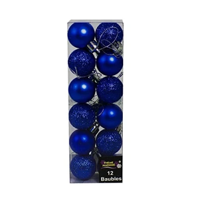 Image of Widdle Wonderland Christmas Decoration 12 Pack 30mm Glitter/Plain Baubles (DP) MIDNIGHT BLUE