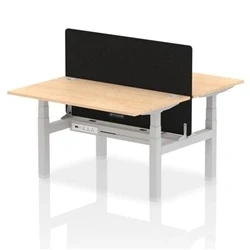 Image of Air B2B 1400x800mm Adjustable 2P Bench Desk CP Maple/Silver + Screen
