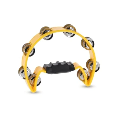 Image of GEWA jingle wreath half moon 16 pairs of chrome plated jingles double row color yellow