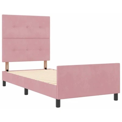 Image of vidaXL Pink Velvet Bed Frame 80x200 cm