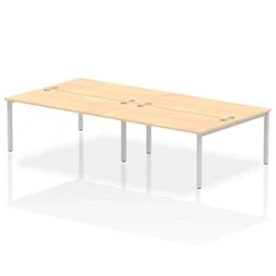 Image of Impulse Bench B2B 4 Person 1600 Silver Frame Office Desk Maple