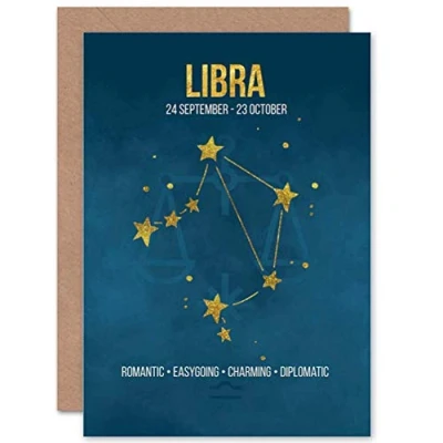 Image of Wee BLUE Coo BIRTHDAY CARD ZODIAC STAR SIGN ASTROLOGY LIBRA