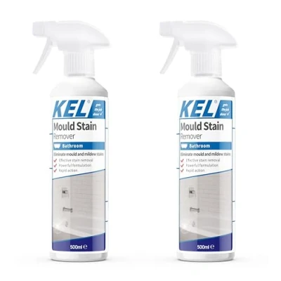 Image of KEL Mould Stain Remover Spray, Removes Mouldy Stains From Walls, Tiles, Silicone Seals &amp; More (2 x 500ml)