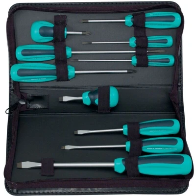 Image of Spear &amp; Jackson SD10SET Soft Feel Screwdriver Set, Blue, Set of 10 Piece