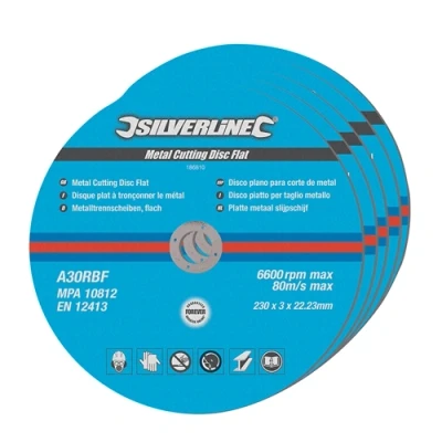 Image of Silverline Metal Cutting Discs Flat 5pk 230 x 3 22.23mm