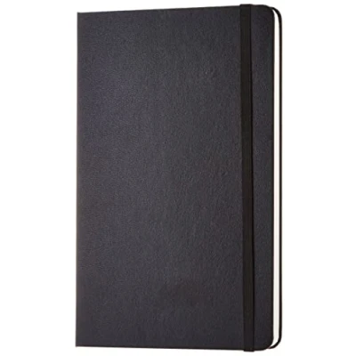 Image of Amazon Basics Classic Black Casebound Notebook with Elastic Closure, Blank/Plain, 240 Pages, Large 13.4 x 1.7 21 cm